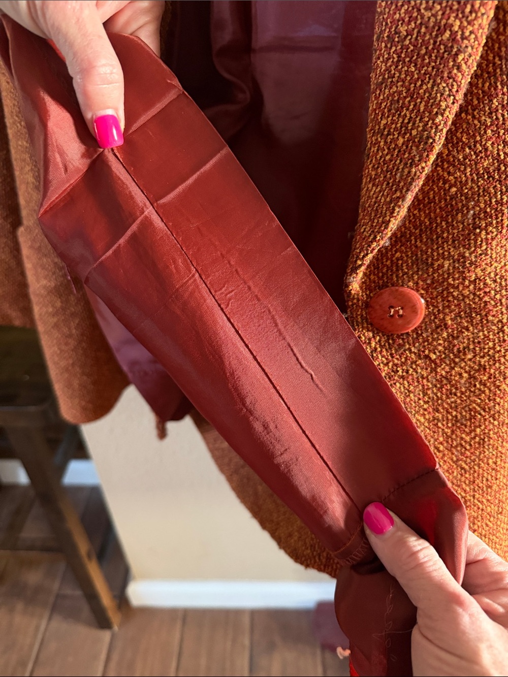 Vintage Lilli Ann Collections Union Made Wool Blazer, Burnt Orange, Size Large - Picture 10 of 10